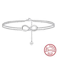 Simple Style Infinity Sterling Silver Plating Inlay Zircon 14k Gold Plated White Gold Plated Silver Plated Women's Anklet main image 4