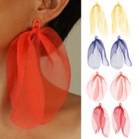 1 Paire Sucré Artistique Couleur Unie Chiffon Boucles D'oreilles main image 1