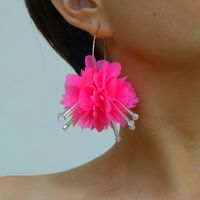 1 Pair Vacation Sweet Flower Alloy Cloth Drop Earrings sku image 3