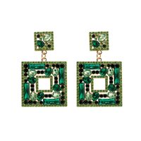 1 Pair Elegant Square Inlay Alloy Artificial Gemstones Drop Earrings sku image 3