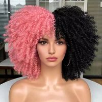 Women's African Style Casual High Temperature Wire Air Bangs Short Curly Hair Wigs sku image 23