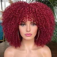 Women's African Style Casual High Temperature Wire Air Bangs Short Curly Hair Wigs sku image 24