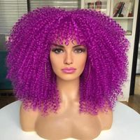 Women's African Style Casual High Temperature Wire Air Bangs Short Curly Hair Wigs sku image 28