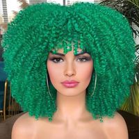 Women's African Style Casual High Temperature Wire Air Bangs Short Curly Hair Wigs sku image 25