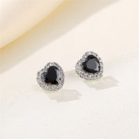 1 Pair Simple Style Heart Shape Plating Inlay Copper Zircon Rhodium Plated Ear Studs main image 6
