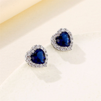 1 Pair Simple Style Heart Shape Plating Inlay Copper Zircon Rhodium Plated Ear Studs main image 7