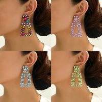 1 Pair Elegant Retro Geometric Trapezoid Hollow Out Inlay Zinc Alloy Rhinestones Drop Earrings main image 1