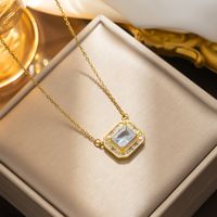 Simple Style Square Titanium Steel 18k Gold Plated Necklace Pendant sku image 1