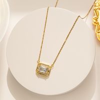 Simple Style Square Titanium Steel 18k Gold Plated Necklace Pendant main image 2