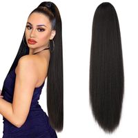 Women's Cute Sweet African Style Casual Party Cosplay Chemical Fiber High Temperature Wire Long Straight Hair Ponytail Wigs sku image 3