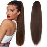 Women's Cute Sweet African Style Casual Party Cosplay Chemical Fiber High Temperature Wire Long Straight Hair Ponytail Wigs sku image 1