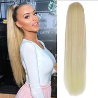 Women's Cute Sweet African Style Casual Party Cosplay Chemical Fiber High Temperature Wire Long Straight Hair Ponytail Wigs sku image 6