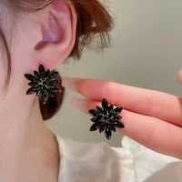 1 Pair Elegant Lady Heart Shape Flower Plating Inlay Alloy Zircon Earrings sku image 12