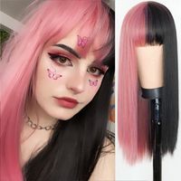 Women's Elegant Sweet Masquerade Party Cosplay Chemical Fiber High Temperature Wire Bangs Long Straight Hair Wigs main image 9