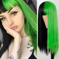 Women's Elegant Sweet Masquerade Party Cosplay Chemical Fiber High Temperature Wire Bangs Long Straight Hair Wigs sku image 4