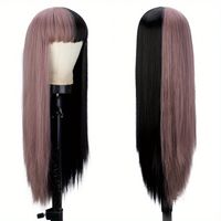 Women's Elegant Sweet Masquerade Party Cosplay Chemical Fiber High Temperature Wire Bangs Long Straight Hair Wigs main image 2