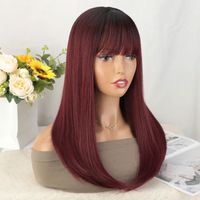 Women's Elegant Sweet Masquerade Party Cosplay Chemical Fiber High Temperature Wire Bangs Straight Hair Long Straight Hair Wigs main image 6