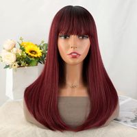 Women's Elegant Sweet Masquerade Party Cosplay Chemical Fiber High Temperature Wire Bangs Straight Hair Long Straight Hair Wigs main image 8