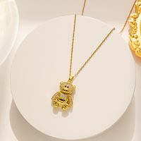 Cute Bear Stainless Steel Plating Inlay Zircon 18k Gold Plated Necklace main image 2