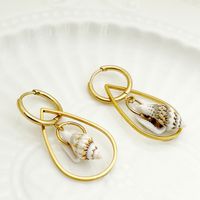 1 Pair Casual Vacation Beach Conch Plating 304 Stainless Steel Shell 14K Gold Plated Earrings main image 3