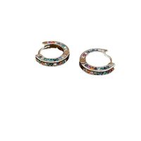 1 Pair Korean Style Circle Plating Inlay Copper Zircon Silver Plated Hoop Earrings main image 2