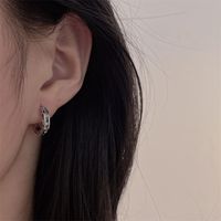 1 Pair Korean Style Circle Plating Inlay Copper Zircon Silver Plated Hoop Earrings main image 5