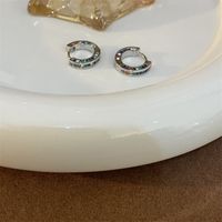 1 Pair Korean Style Circle Plating Inlay Copper Zircon Silver Plated Hoop Earrings main image 4