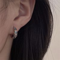 1 Pair Korean Style Circle Plating Inlay Copper Zircon Silver Plated Hoop Earrings main image 3