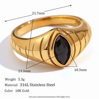 Einfarbige Edelstahl-einlege Zirkon 18k Vergoldete Ringe Im Klassischen Stil, Einfarbig, Im Vintage-stil main image 3