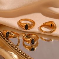 Basic Vintage Style Classic Style Solid Color Stainless Steel Plating Inlay Zircon 18k Gold Plated Rings main image 1