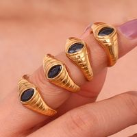 Basic Vintage Style Classic Style Solid Color Stainless Steel Plating Inlay Zircon 18k Gold Plated Rings main image 2