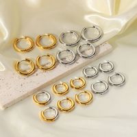 1 Pair Simple Style Round Plating 201 Stainless Steel 18K Gold Plated Hoop Earrings main image 3