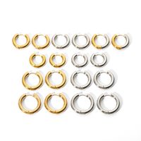 1 Pair Simple Style Round Plating 201 Stainless Steel 18K Gold Plated Hoop Earrings main image 2