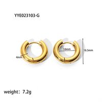 1 Pair Simple Style Round Plating 201 Stainless Steel 18K Gold Plated Hoop Earrings sku image 5
