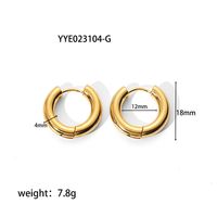 1 Pair Simple Style Round Plating 201 Stainless Steel 18K Gold Plated Hoop Earrings sku image 6