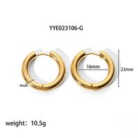 1 Pair Simple Style Round Plating 201 Stainless Steel 18K Gold Plated Hoop Earrings sku image 8