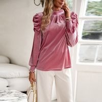 Women's Blouse Long Sleeve Blouses Elegant Solid Color sku image 1