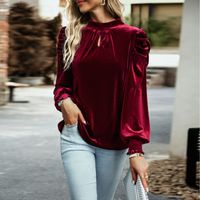 Women's Blouse Long Sleeve Blouses Elegant Solid Color sku image 7