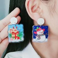 1 Pair Cute Christmas Tree Snowflake Elk Printing Arylic Drop Earrings main image 2