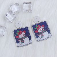 1 Pair Cute Christmas Tree Snowflake Elk Printing Arylic Drop Earrings sku image 5