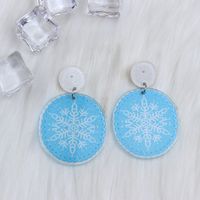 1 Pair Cute Christmas Tree Snowflake Elk Printing Arylic Drop Earrings sku image 3