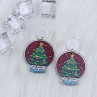 1 Pair Cute Christmas Tree Snowflake Elk Printing Arylic Drop Earrings sku image 1