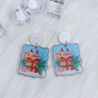 1 Pair Cute Christmas Tree Snowflake Elk Printing Arylic Drop Earrings sku image 6