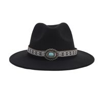 Women's Elegant Basic Solid Color Big Eaves Fedora Hat main image 5