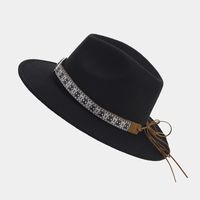 Women's Elegant Basic Solid Color Big Eaves Fedora Hat main image 3