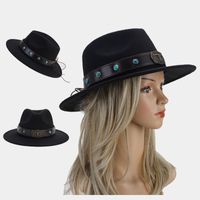 Women's Elegant Basic Solid Color Big Eaves Fedora Hat main image 2