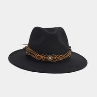 Women's Elegant Basic Solid Color Big Eaves Fedora Hat sku image 10