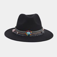Women's Elegant Basic Solid Color Big Eaves Fedora Hat sku image 17