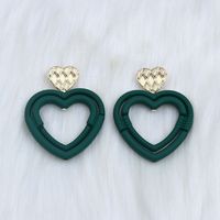 1 Pair Simple Style Heart Shape Spray Paint Hollow Out Arylic Drop Earrings sku image 3