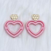 1 Pair Simple Style Heart Shape Spray Paint Hollow Out Arylic Drop Earrings sku image 1